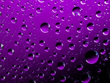 Purple water droplets on a dark background symbolizing Prince's Purple Rain.