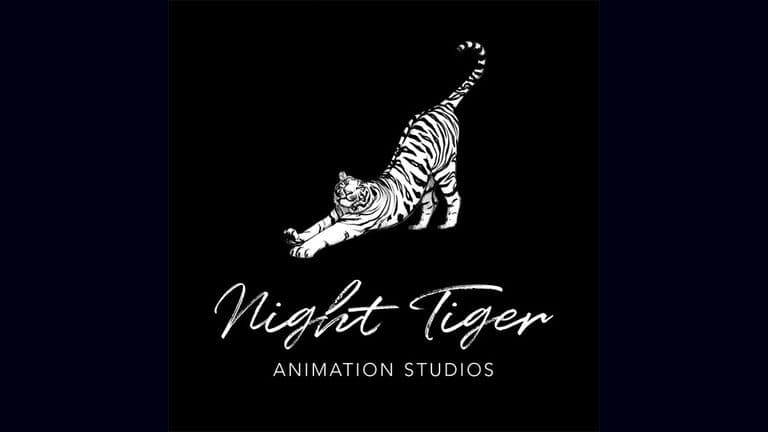Night Tiger Animation Studios logo featuring a stretching white tiger above the studio name on a black background.